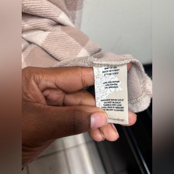 Soft Surroundings Mad about Plaid Flannel Tunic Popover Shirt Top Size XL Tan - Picture 3 of 6